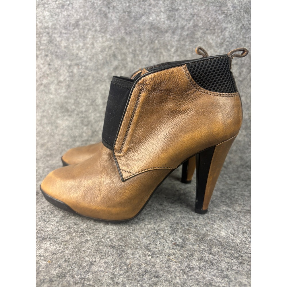 Tod's Ankle Boots Women 35 Tan Leather Burnished Stiletto Heel Made in Italy